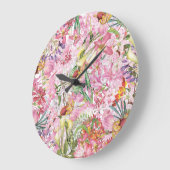 私の熱帯カラフルの葉のエキゾチックな花園 ラージ壁時計 (傾斜)