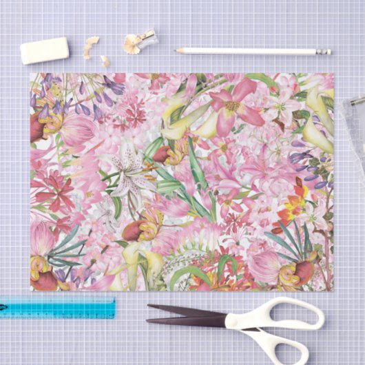 私の熱帯多彩な群葉のエキゾチックな花園 薄葉紙 (クラフト)