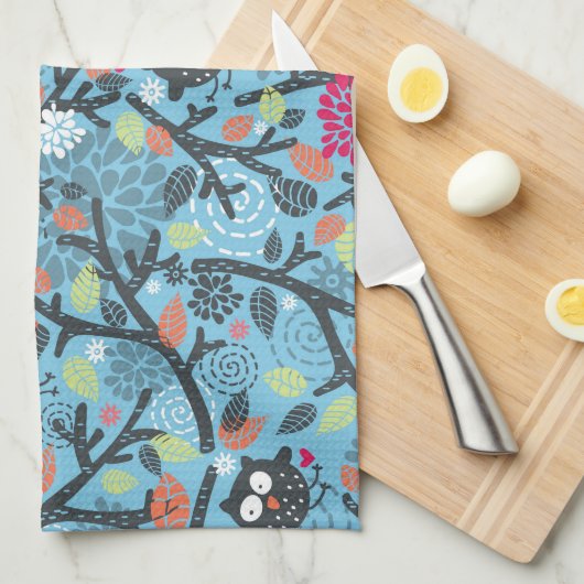 私の熱狂するなフクロウペット キッチンタオル (四つ折り)