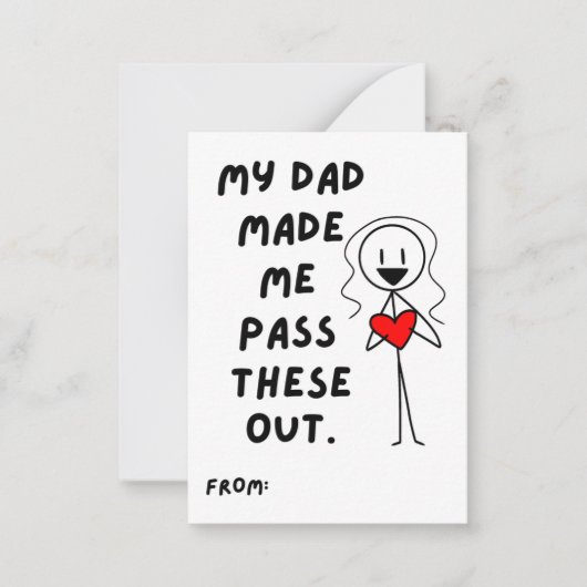 私の父が作ったバレンタインの女の棒人間 ノートカード (正面)