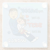 私の父は最高の可愛い父親の日だ ガラスコースター (裏面)