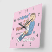 私の父は最高の可愛い父親の日だ スクエア壁時計 (傾斜)