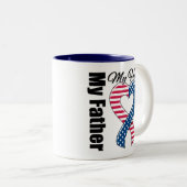 私の父私の英雄愛国心が強い米国のリボン ツートーンマグカップ (正面右)