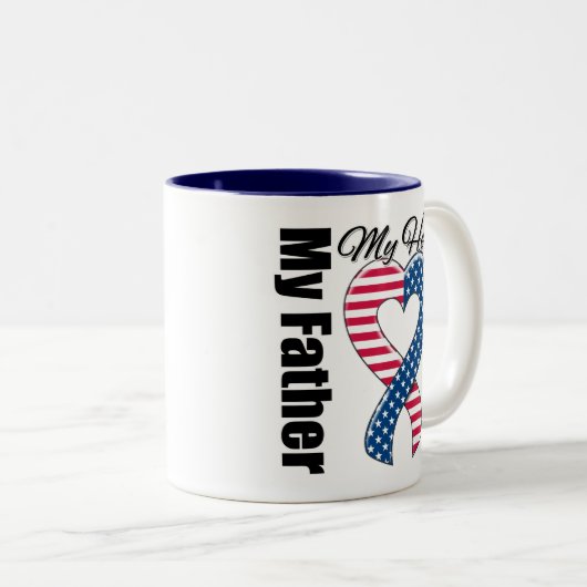 私の父私の英雄愛国心が強い米国のリボン ツートーンマグカップ (正面右)