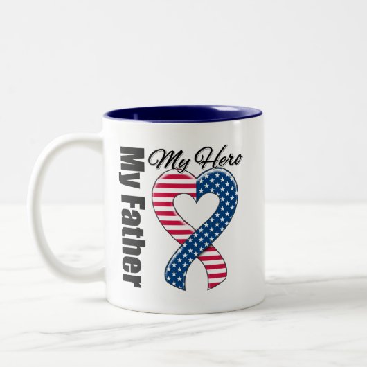私の父私の英雄愛国心が強い米国のリボン ツートーンマグカップ (左)