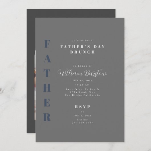 私の父、私のスーパーヒーロー父の日ブランチ 招待状 (正面/裏面)
