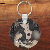 私の片目の黒い猫キーチェーン キーホルダー (正面)