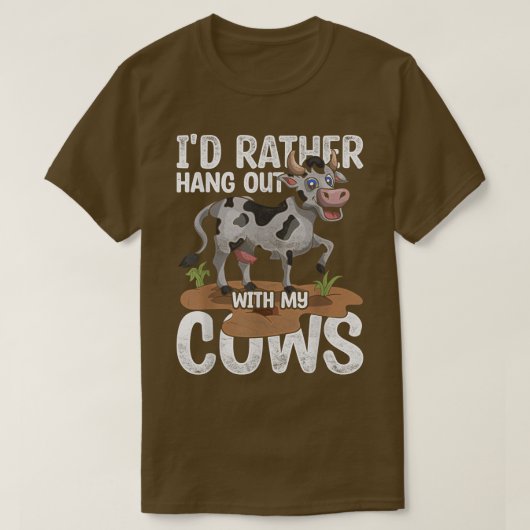 私の牛つるの農家農場と一緒におもしろい死ぬ Tシャツ (デザイン正面)
