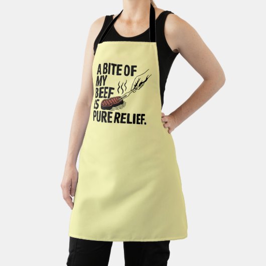 私の牛肉を一口食べると純粋なレリーフ、 浮き彫りだ |黄色のグリル エプロン (インサイチュ)