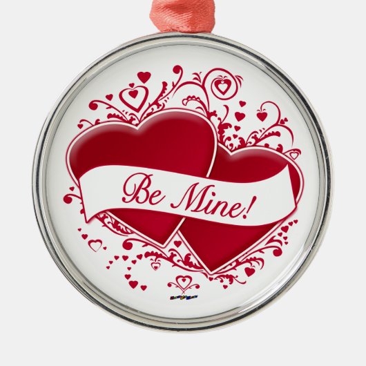 私の物だ！赤いハート メタルオーナメント (正面)