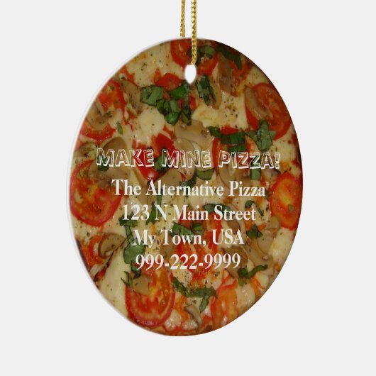 私の物にピザをして下さい! カスタマイズ可能な文字 セラミックオーナメント (右)