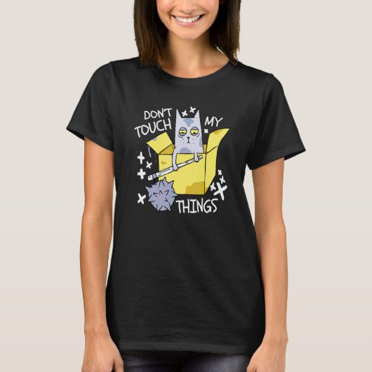 私の物に触るな 怒った猫 ネコ Tシャツ (正面)