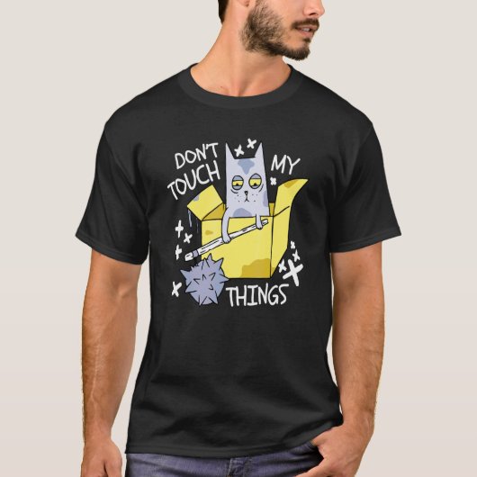 私の物を触るな怒った猫 ネコ Tシャツ (正面)