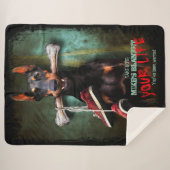 私の物、あなたの人生:ドベルマン犬と骨 – おもしろい シェルパブランケット (正面(横))