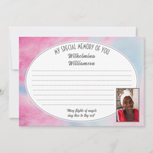 私の特別な思い出YOU写真の弔意カード 招待状 (正面)