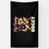 私の犬おもしろい車 横断幕 (縦)