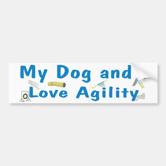 私の犬および私は敏捷を愛します バンパーステッカー (正面)