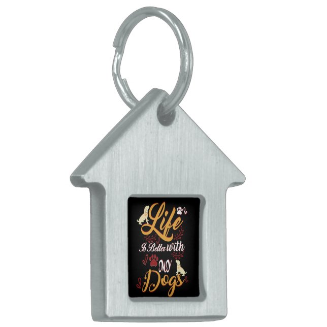 私の犬たちと一緒なら人生はもっと楽しい ペットネームタグ (正面左)