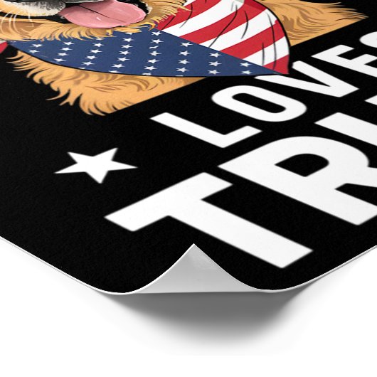 私の犬でさえトランプ米国国旗のバンダナが大好き ポスター (角)