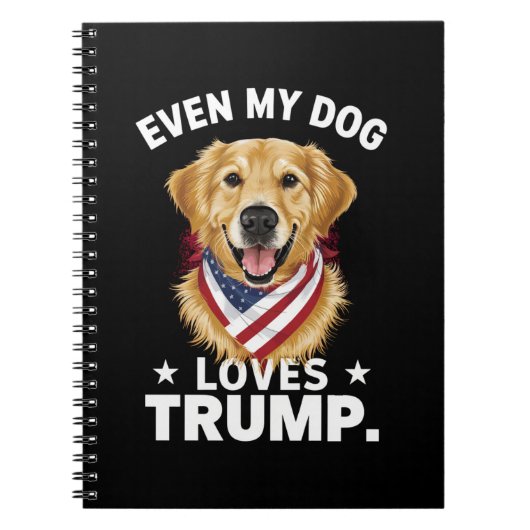 私の犬でさえRetrieverトランプ米国旗を愛している ノートブック (正面)