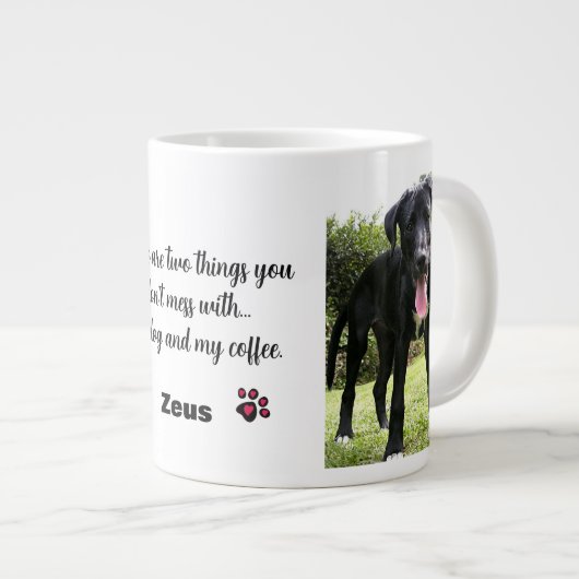 私の犬とコーヒーペットを散らかすなパーソナライズされたさい ジャンボコーヒーマグカップ (正面右)