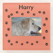 私の犬と手のプリント ガラスコースター (正面)