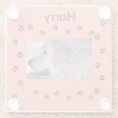 私の犬と手のプリント ガラスコースター (裏面)