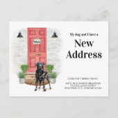 私の犬と私の新しいアドレスブラックラブラドール移動 案内ポストカード (正面)