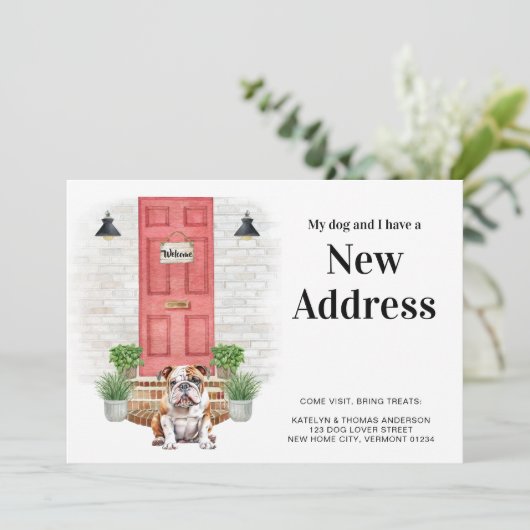 私の犬と私の新しいアドレス英語ブルドッグ移動 案内状 (スタンド正面)