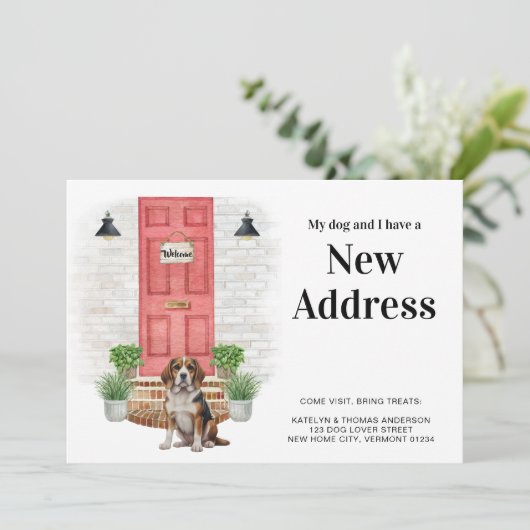 私の犬と私の新しいアドレスBeagle犬の移動 案内状 (スタンド正面)