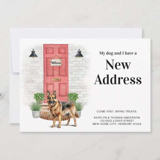 私の犬と私の新しい住所ドイツのシェパード移動 案内状 (正面)