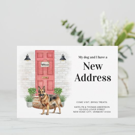 私の犬と私の新しい住所ドイツのシェパード移動 案内状 (スタンド正面)