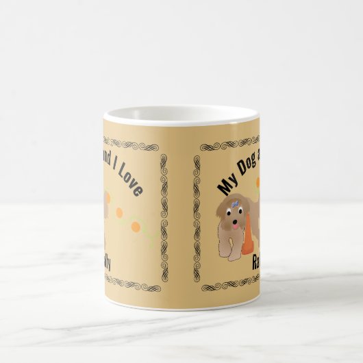 私の犬と私はアリー・ベアディ織りが大好き コーヒーマグカップ (中央)