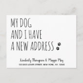 私の犬と私は新しいアドレスを持っている犬を移動 案内ポストカード (正面)