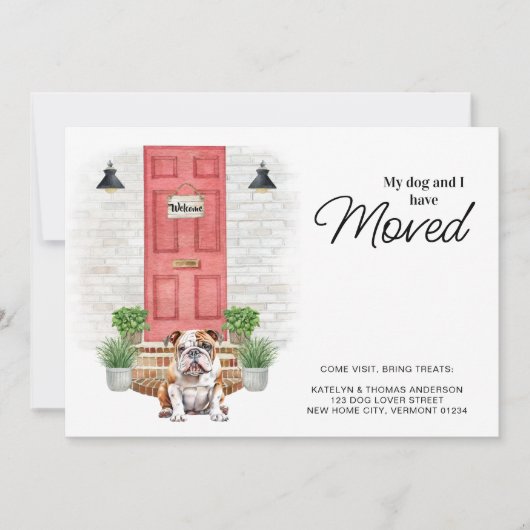私の犬と私は英語のブルドッグ犬の移動を移動した 案内状 (正面)