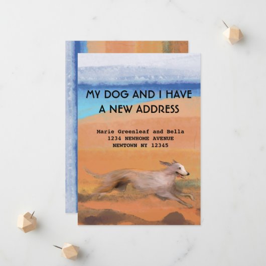 私の犬と私は転居しましたのお知らせ 案内状 (正面/裏面インサイチュ)