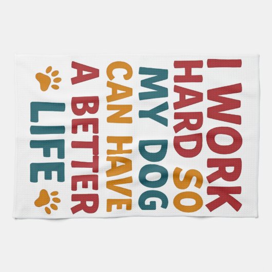 私の犬のために働く キッチンタオル (横)