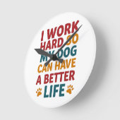 私の犬のために働く ラウンド壁時計 (傾斜)