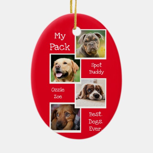 私の犬の写真コラージュ最高のドッグエバーレカスタムッド セラミックオーナメント (裏面)