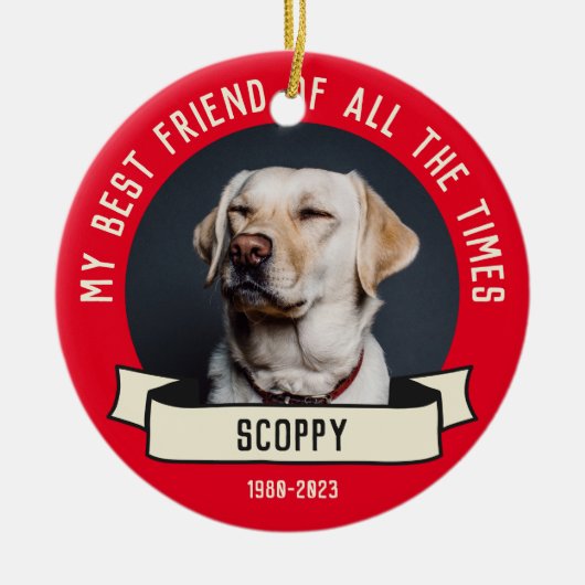 私の犬の写真 セラミックオーナメント (正面)