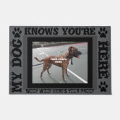 私の犬はあなたはここで写真を知ってパーソナライズされたいる ドアマット (正面)
