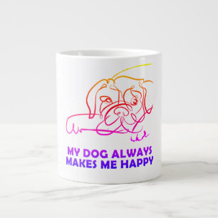 私の犬はいつも私を幸せにする ジャンボコーヒーマグカップ