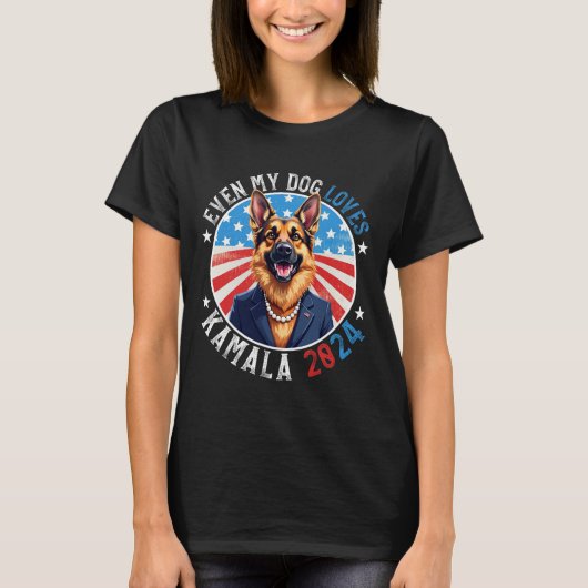 私の犬はカマラ2024ドイツの羊飼い恋人おもしろいを愛する Tシャツ (正面)