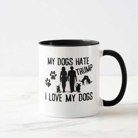 私の犬はトランプが嫌いで、私は私の犬が大好き マグカップ (右)