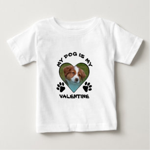 私の犬はバレンタイン 心形カスタム写真 ベビーTシャツ