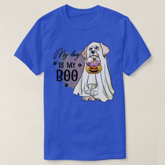 私の犬はブーおもしろい犬オーナーブー幽霊恋人ホール Tシャツ (デザイン正面)