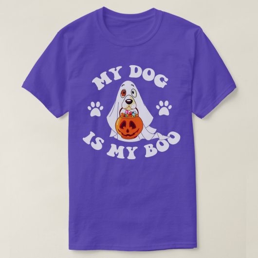 私の犬はブーおもしろい犬オーナーブー幽霊恋人ホール Tシャツ (デザイン正面)