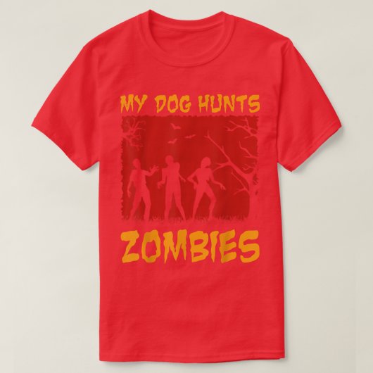 私の犬は動物園ハロウィーン犬とゾンビcoを持っている tシャツ (デザイン正面)