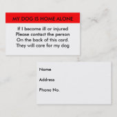 私の犬は家に一人のカー連絡ドだ コーリングカード (正面/裏面)