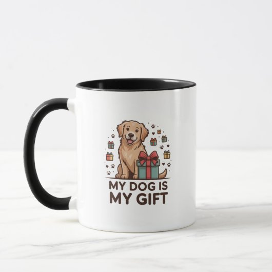私の犬は私からの贈り物 クリスマス マグカップ (左)